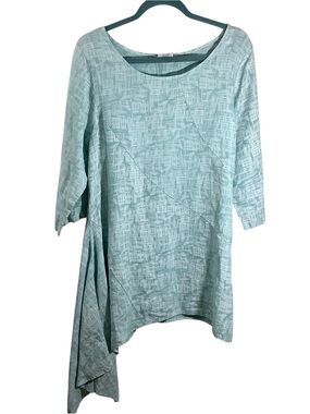 Click By Color Me Cotton 100% Linen Asymmetrical Tunic Top - Women